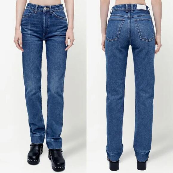 RE/DONE 70s straight-leg mid-rise jeans in color River Size 24 - Picture 1 of 8